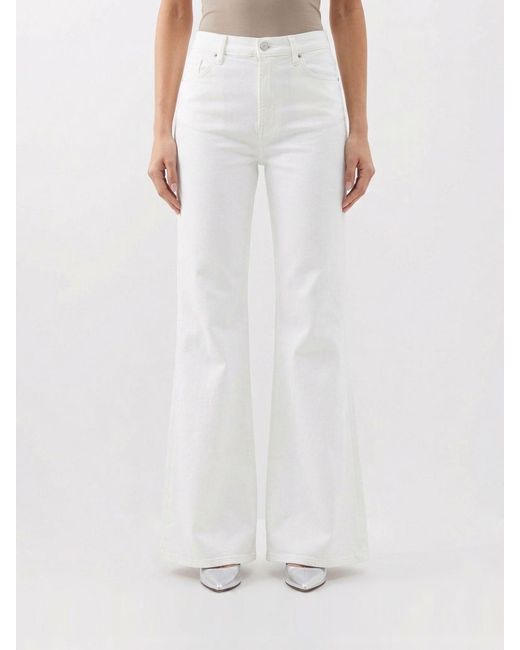 7 For All Mankind White Flared Stretch Denim Jeans