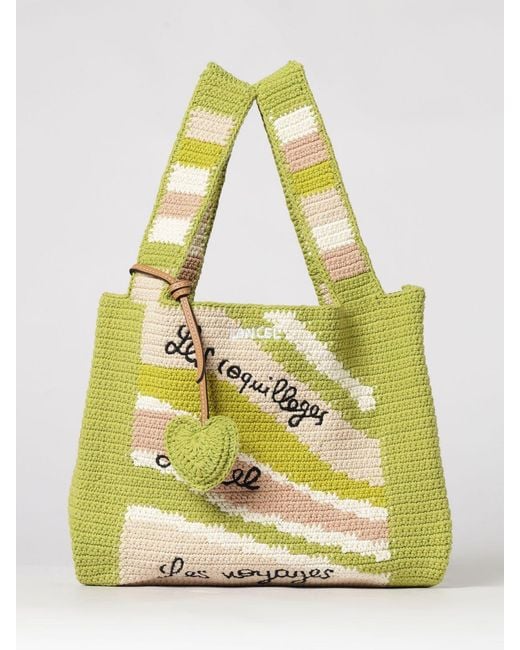 Lancel Yellow Summer Mania Crochet Cotton Bag
