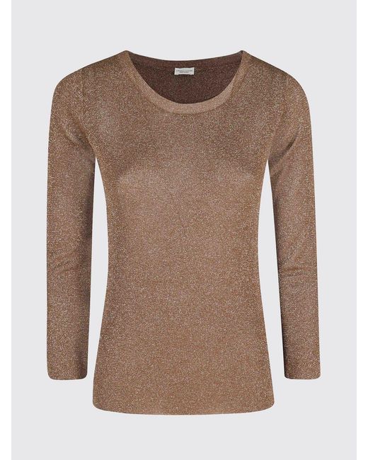 Roberto Collina Brown Lurex Crew-Neck Sweater
