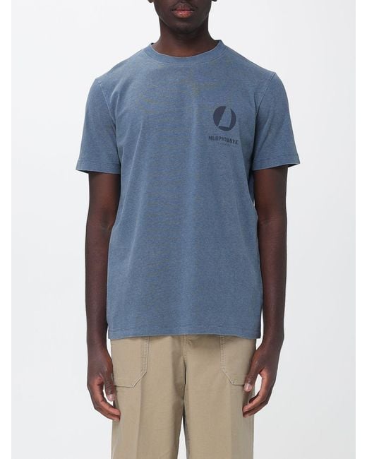 Murphy & Nye Blue Crew-Neck Cotton T-Shirt With Contrast Back Logo for men