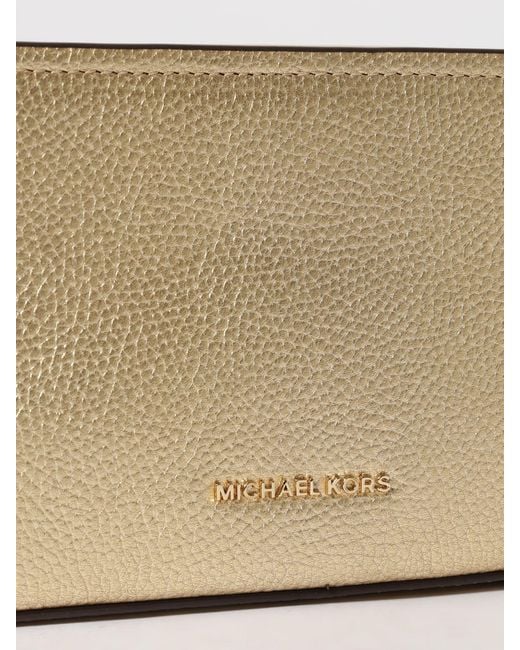 Michael Kors Natural Bryant Small Laminated Grained Leather Pouch