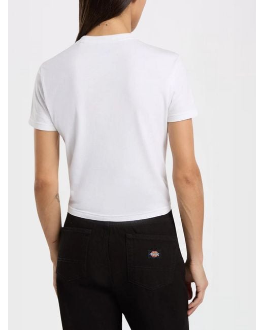 Dickies White Maple Valley Cropped Cotton T-Shirt With Printed Logo