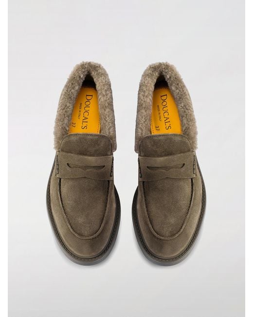Doucal's Brown Suede And Fur Loafers