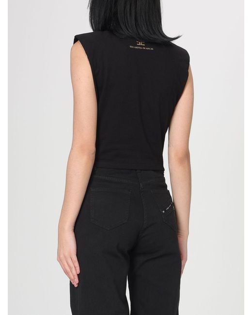 Elisabetta Franchi Black Cotton Cropped Top