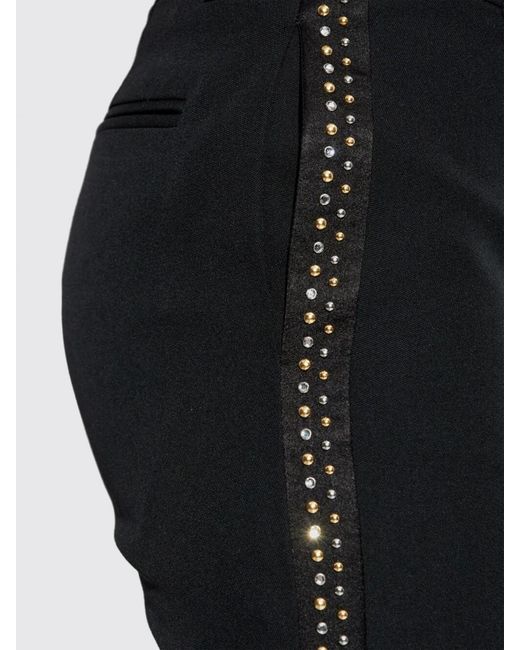 Versace Blue Wool Trousers With Studs And Rhinestones