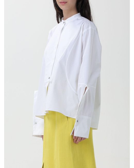 Camicia alla coreana con maniche scultura di Jil Sander in White