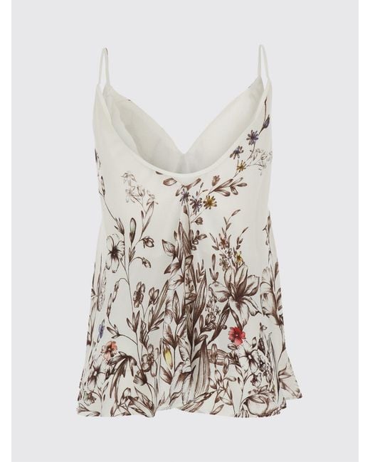 Semicouture White Floral Print Top With Thin Straps