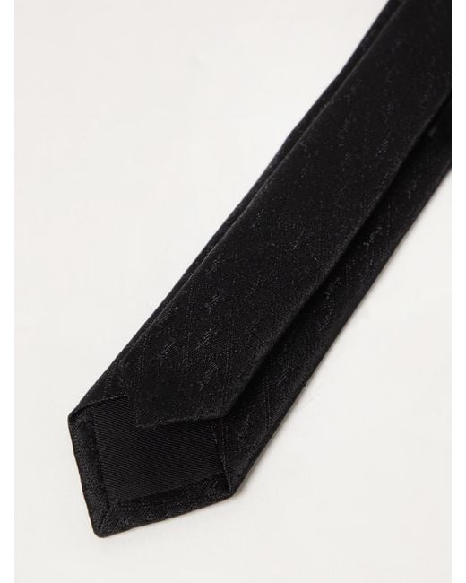 Saint Laurent Black Silk Tie With Ysl Jacquard Monogram for men