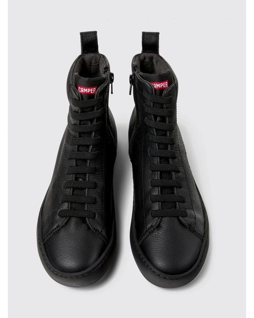 Camper Black Peu Touring Grained Leather Ankle Boots