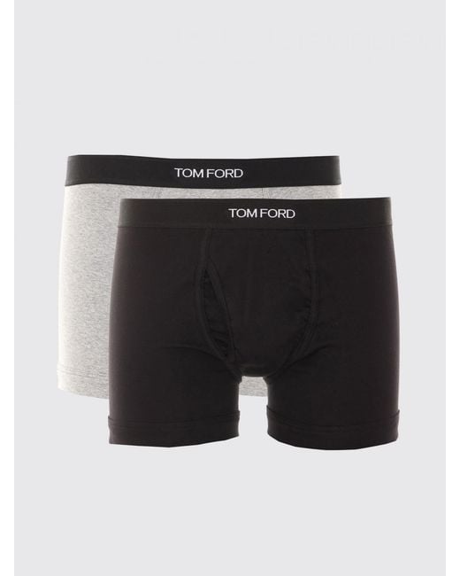 Tom Ford Black Set Of Two Stretch-Cotton Boxer Briefs With Logo Waistband for men