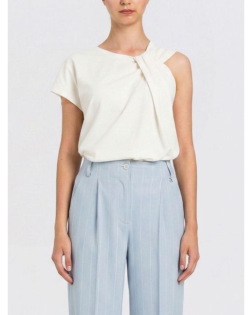 Twinset Blue Asymmetric Cotton T-Shirts