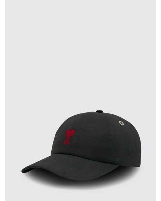 AMI Black Cotton Baseball Cap With Contrast Logo