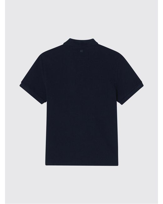 AMI Blue Logo Cotton Polo Shirt for men