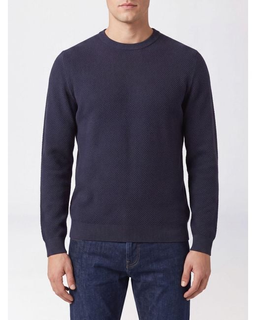 Zanone Blue Slim Fit Crewneck Jumper for men
