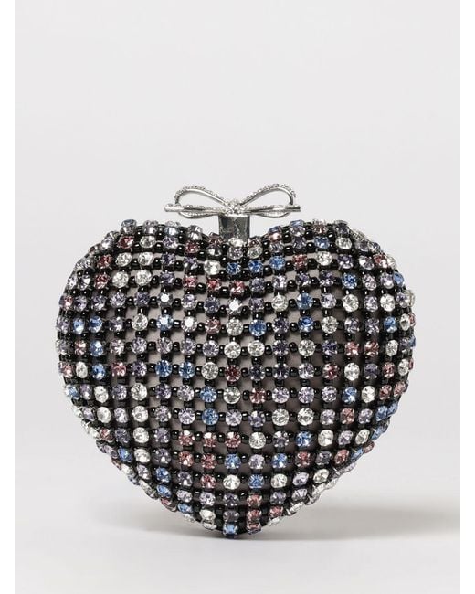 Self-Portrait Metallic All-Over Rhinestone Clutch