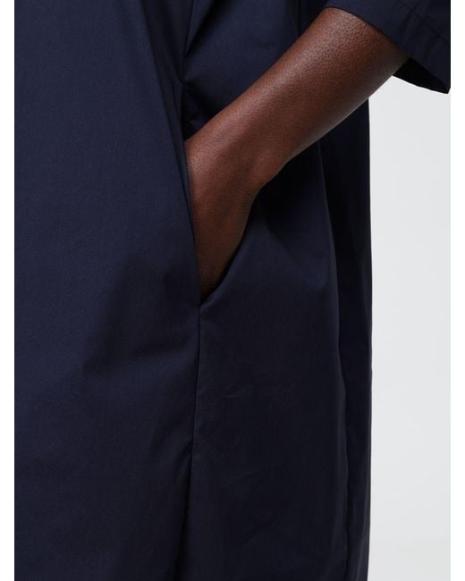 Liviana Conti Blue Stretch Cotton Poplin Midi Dress