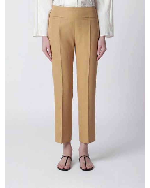 Alberta Ferretti Natural Viscose Blend Slim Fit Trousers