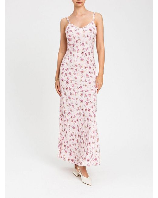 Twinset Pink Viscose Midi Dress With Floral Print