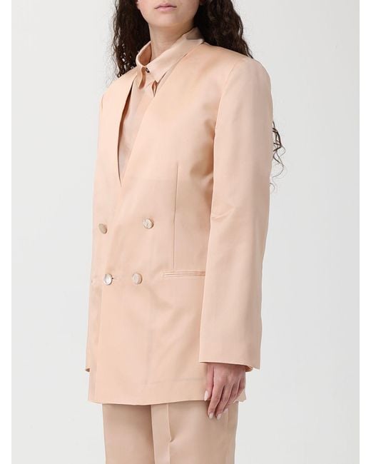 Alberta Ferretti Natural Double-Breasted Organza Blazer