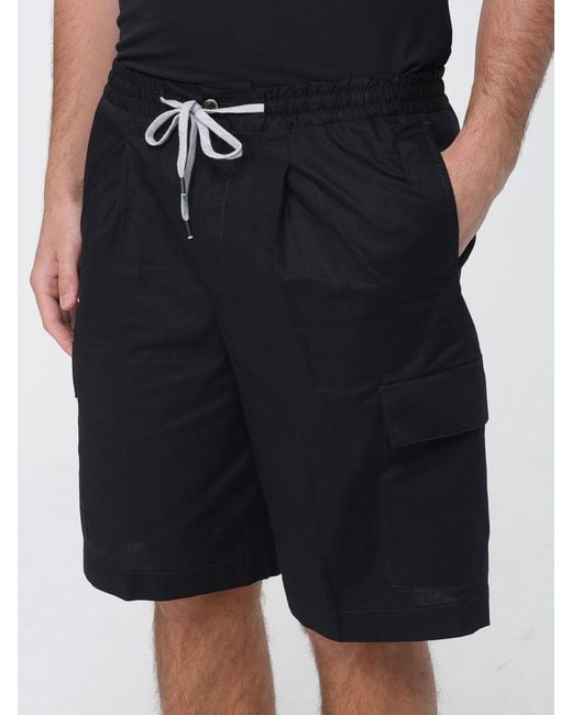 PT Torino Black Cotton Cargo Shorts for men