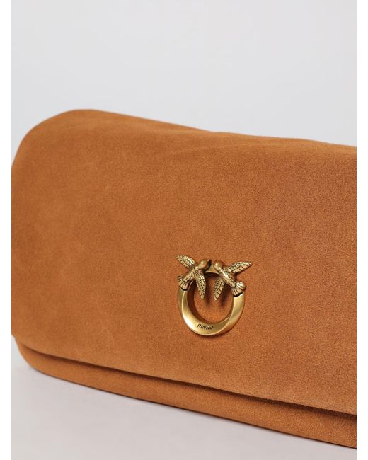 Pinko Brown Click Soft Suede Bag