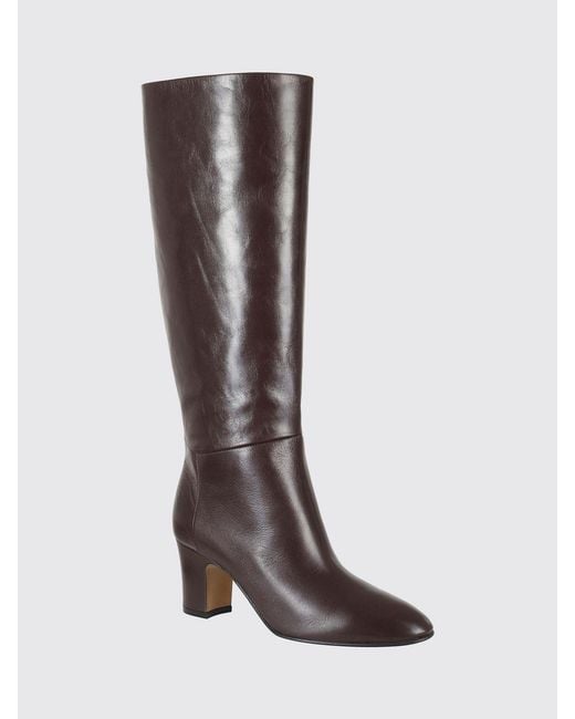 Alberta Ferretti Brown Smooth Leather Knee-High Boots With Mid Heel