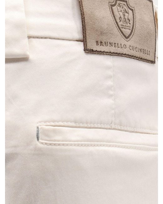 Brunello Cucinelli Natural Stretch Cotton Chino Trousers for men
