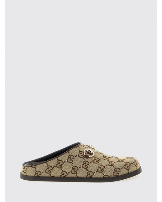 Gucci Natural Gg Jacquard Monogram Canvas Sabot