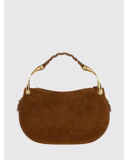 McQueen Brown Wishbone Suede And Leather Mini Shoulder Bag