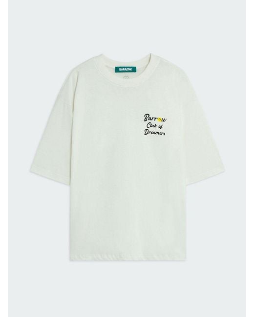 Barrow White Printed Cotton T-Shirt for men