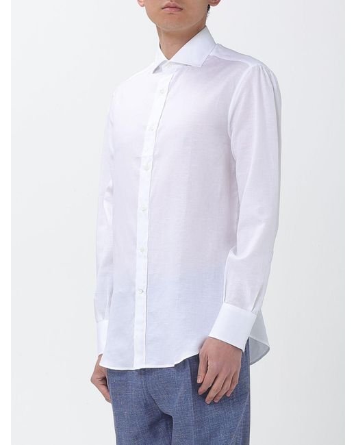 Brunello Cucinelli White Classic Cotton Shirt for men