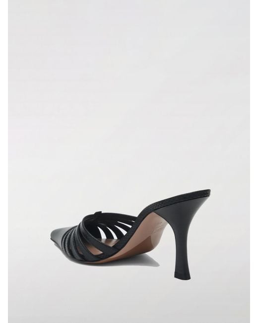 Paris Texas Black Flat Sandals