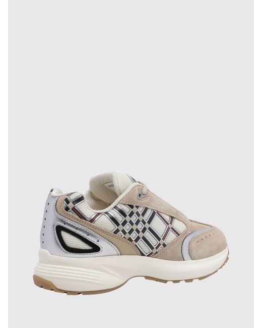 Burberry White Eclipse Suede And Fabric Check Low-Top Sneakers