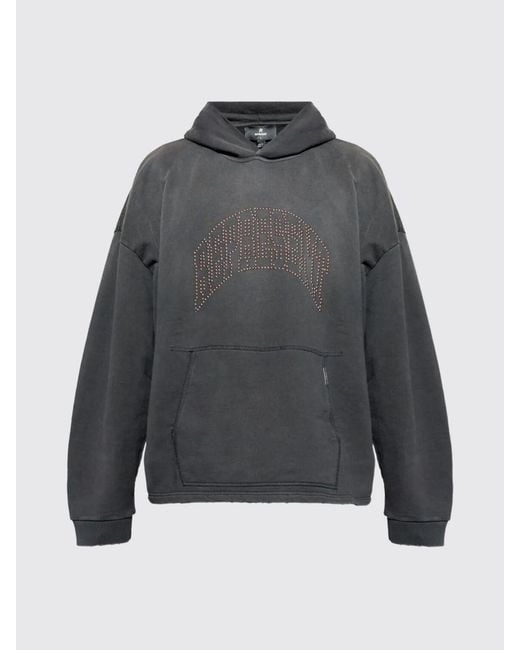 Represent Gray Cotton Hoodie With Logo for men