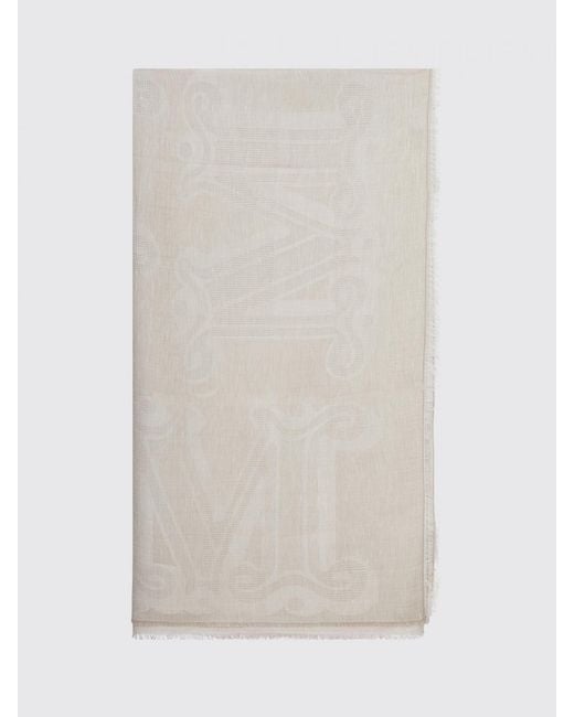 Max Mara White Linen Blend Scarf Mm