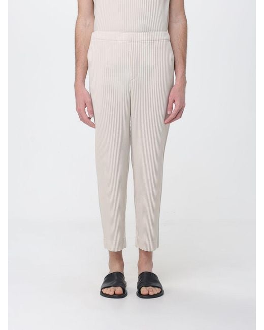 Homme Plissé Issey Miyake Pink Pleated Crepe Trousers for men