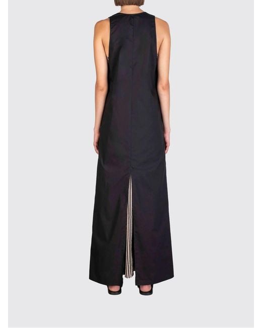 Alysi Black Long Viscose And Silk Blend Dress
