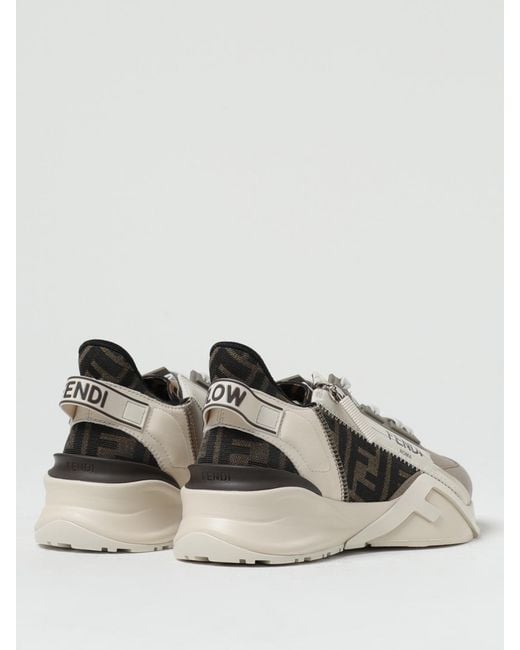 Fendi Multicolor Flow Leather And Jacquard Fabric Sneakers With Zip