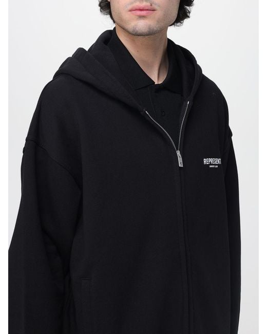 Represent Blue Cotton Hoodie With Logo for men