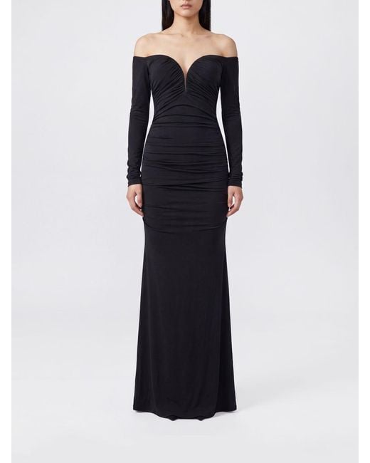 Elisabetta Franchi Blue Long Evening Sheath Dress With Sweetheart Neckline