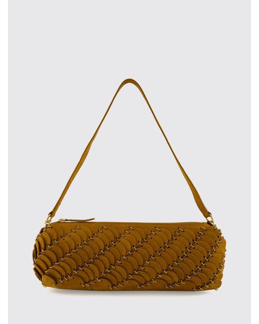 Rabanne Brown Paco Cylindrical Leather And Brass Shoulder Bag With Ring