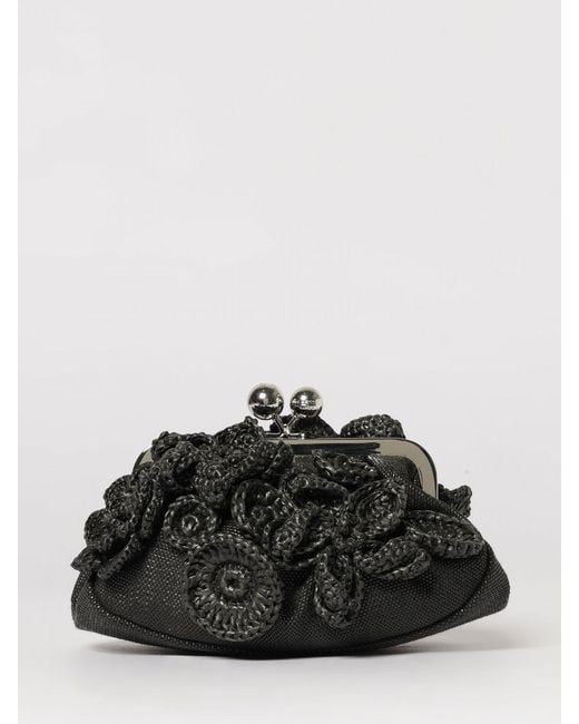 Weekend by Maxmara Black Crochet Embroidered Clutch