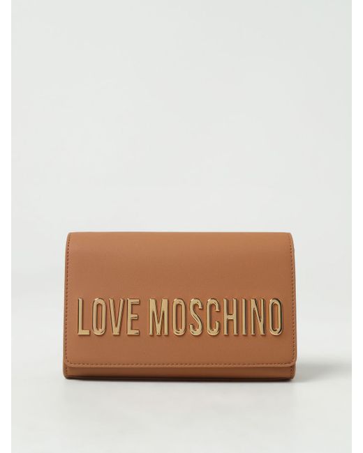 Borsa in pelle sintetica con logo di Love Moschino in Brown