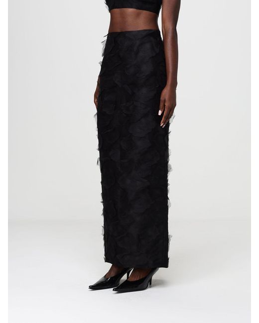 Max Mara Black Long Silk Jacquard Skirt