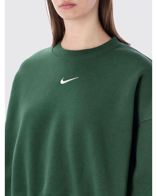 Nike Green Cotton Crewneck Sweatshirt With Logo