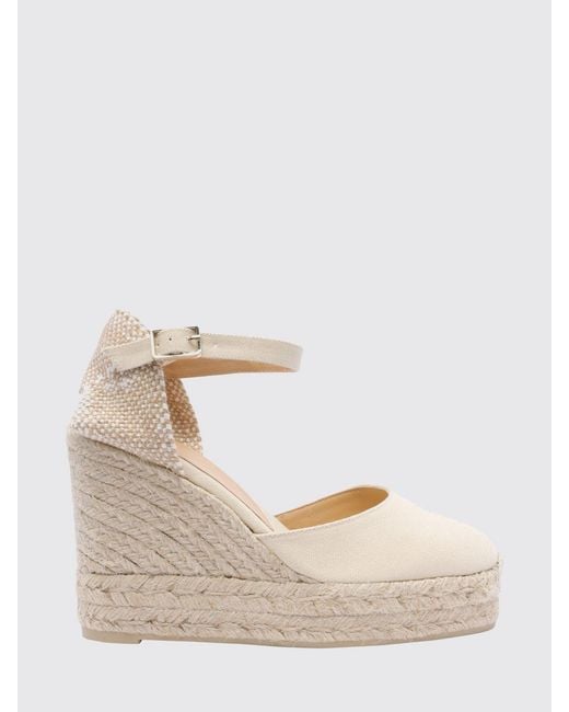 Castaner Natural Carina High-Wedge Canvas Platform Espadrilles With Ankle Tie