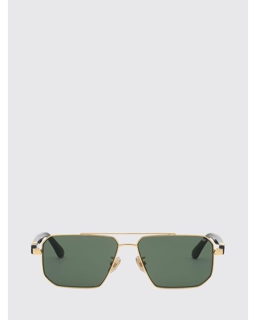 Philipp Plein Green Aviator Metal Sunglasses With Double Bridge And Hexagon Logo for men