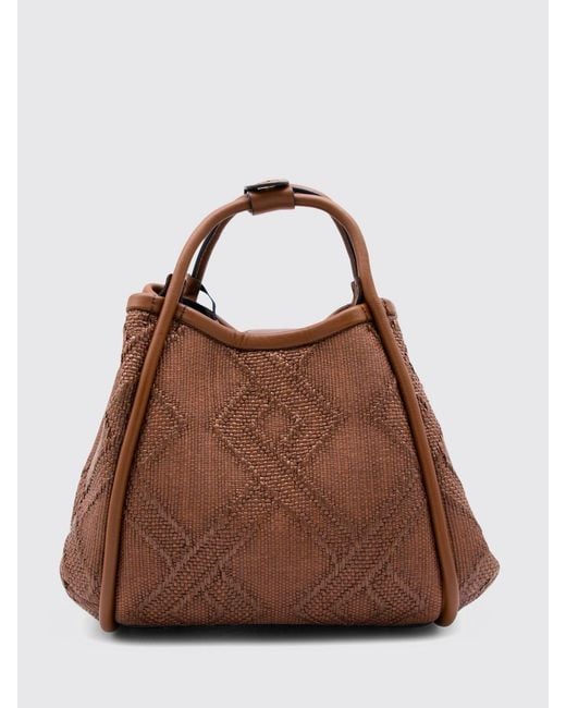 Max Mara Brown Marine Raffia Bag
