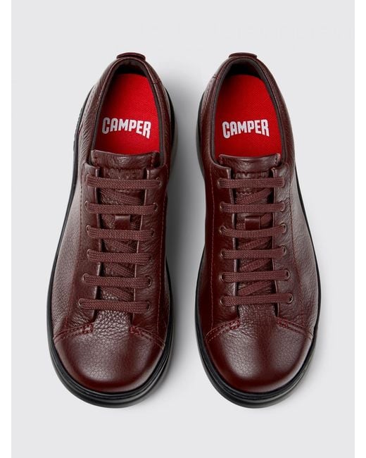 Camper Brown Runner Up Hammered Leather Sneakers