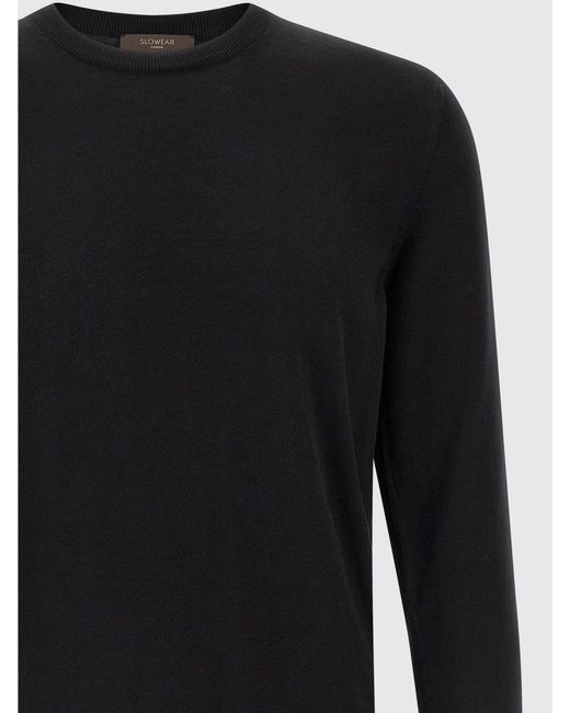 Zanone Black Cotton Crew Neck Sweater for men